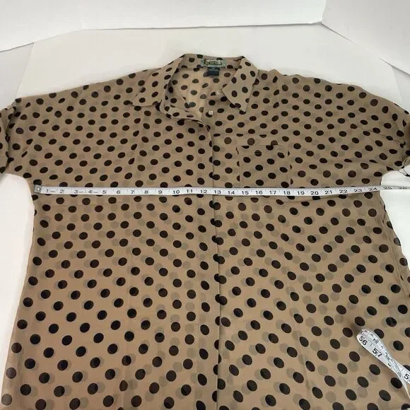 New 2OH Threads Blouse Top, Large, Khaki Polkadot, 2W39003, Button Up - Picture 7 of 9